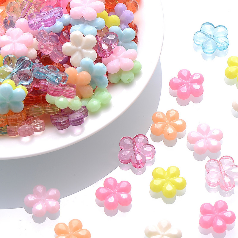 50 buc. Bomboane acrilice margele transparente de flori margele de distanțare libere pentru realizarea de bijuterii, accesorii pentru brățări DIY, 14 mm