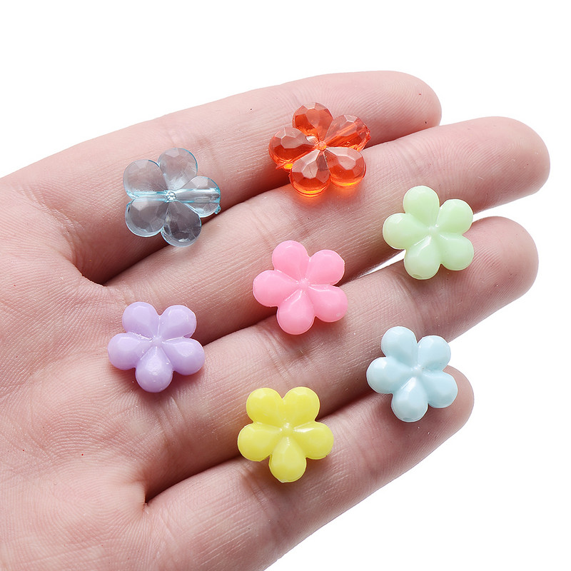 50 buc. Bomboane acrilice margele transparente de flori margele de distanțare libere pentru realizarea de bijuterii, accesorii pentru brățări DIY, 14 mm