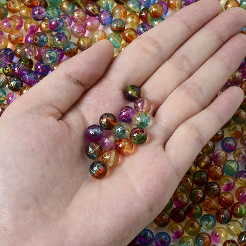 8 12 mm akrilo spalvingos imitacijos akmens karoliukai Blizgučiai rankų darbo laisvi karoliukai papuošalams „Pasidaryk pats“ apyrankės karolių priedai