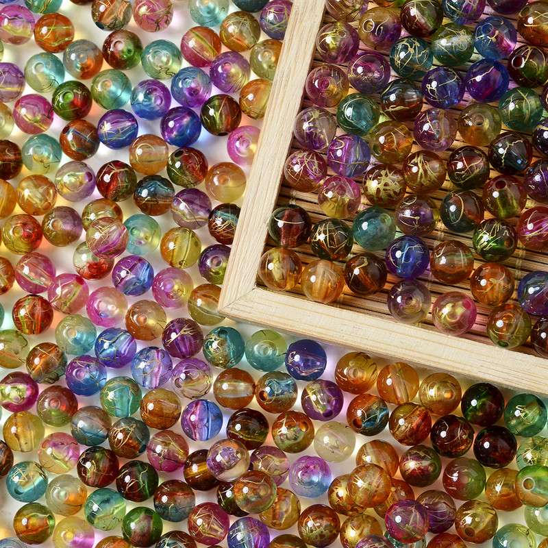 8 12 mm akrilo spalvingos imitacijos akmens karoliukai Blizgučiai rankų darbo laisvi karoliukai papuošalams „Pasidaryk pats“ apyrankės karolių priedai