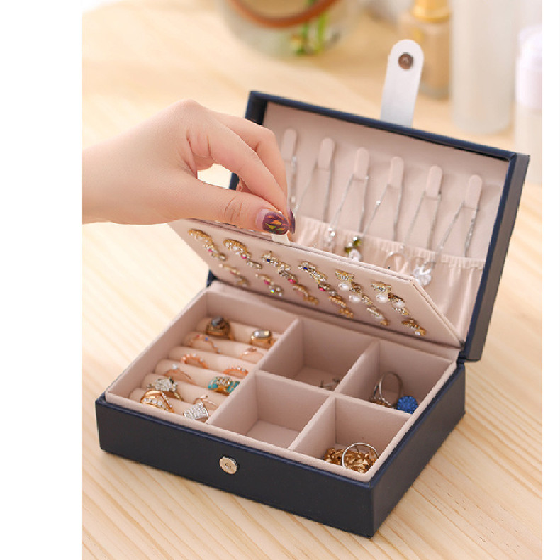Nešiojama princesės kosmetikos dėžutė maža paprasti auskarai auskarai žiedai papuošalų kolekcijos dėžutė