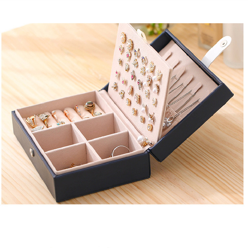 Nešiojama princesės kosmetikos dėžutė maža paprasti auskarai auskarai žiedai papuošalų kolekcijos dėžutė