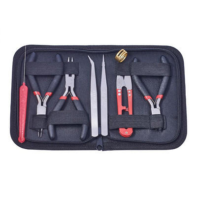 1 комплект инструмент за правене на бижута нож за тел/кръгли носови клещи щипки за странично рязане ножица нониус рулетка пинсети за мъниста шила