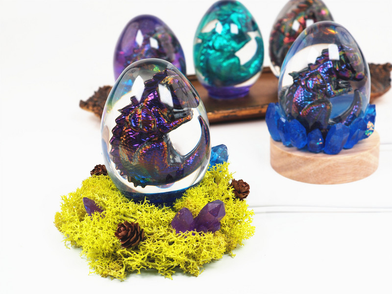 „Pasidaryk pats“ krištolinis silikoninis kiaušinių rutulys „Dragon Mold“ kiaušinio formos naktinės šviesos lempos rinkinys Namų dekoravimo veidrodinė epoksidinė silikoninė forma dervai