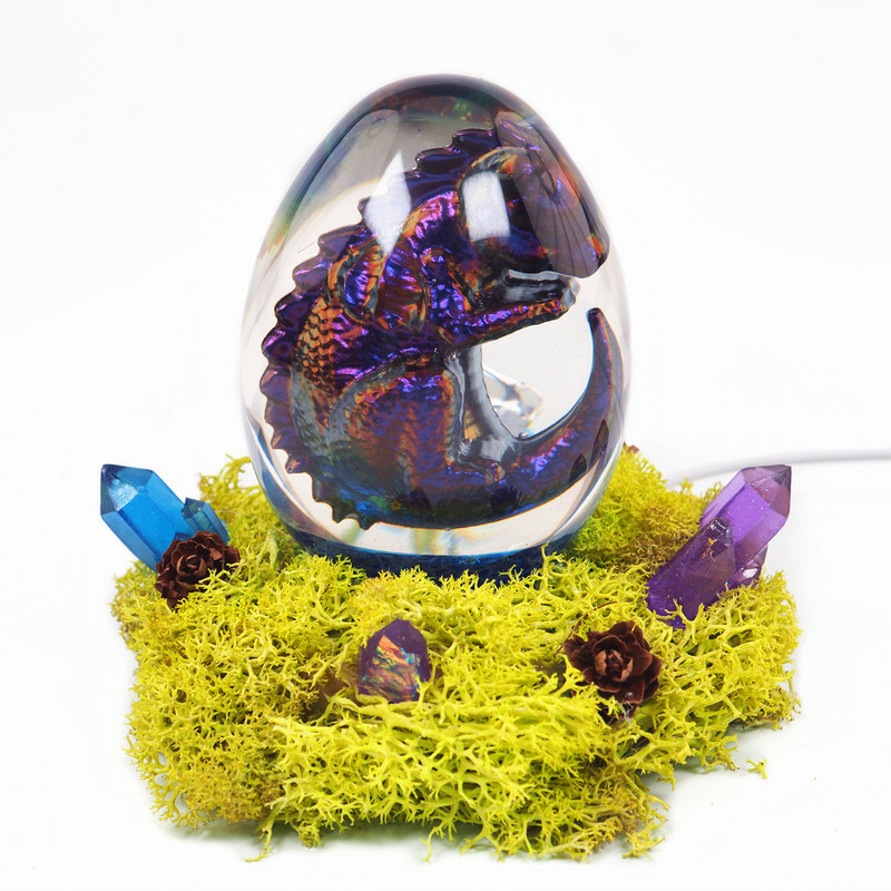 „Pasidaryk pats“ krištolinis silikoninis kiaušinių rutulys „Dragon Mold“ kiaušinio formos naktinės šviesos lempos rinkinys Namų dekoravimo veidrodinė epoksidinė silikoninė forma dervai