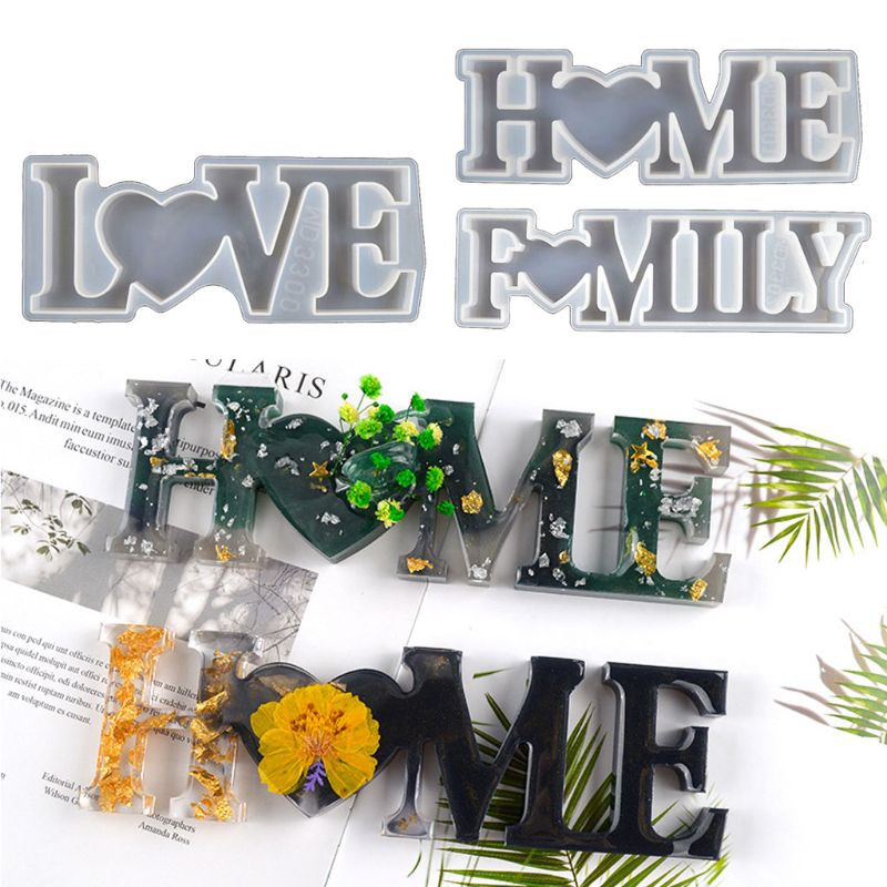 Love Home Családi Szilikon Forma Szerelem Gyanta Forma Szerelem Jelszó Penész Epoxi gyanta formák barkács asztaldíszítéshez Kézművesség