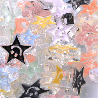 10 vnt 20/21 mm skaidrūs šypsenėlių akrilo karoliukai apvalūs žvaigždžių tarpikliai karoliukai papuošalams gaminti apyrankės karoliai "pasidaryk pats" reikmenys