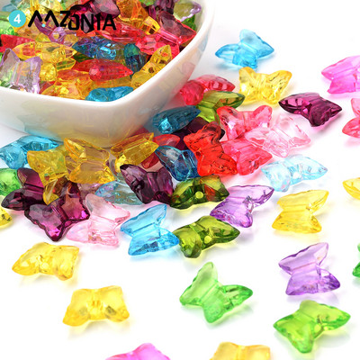50 buc/lot 13x15mm margele fluture colorate amestecate margele distanțiere acrilice transparente pentru fabricarea de bijuterii accesorii lucrate manual DIY