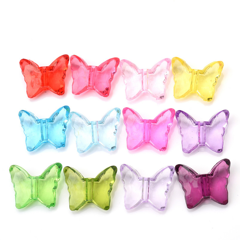 50 τμχ/παρτίδα 13x15mm Μικτές πολύχρωμες χάντρες πεταλούδας Διαφανείς ακρυλικές χάντρες διαχωρισμού για κοσμήματα που κάνουν DIY χειροποίητα αξεσουάρ