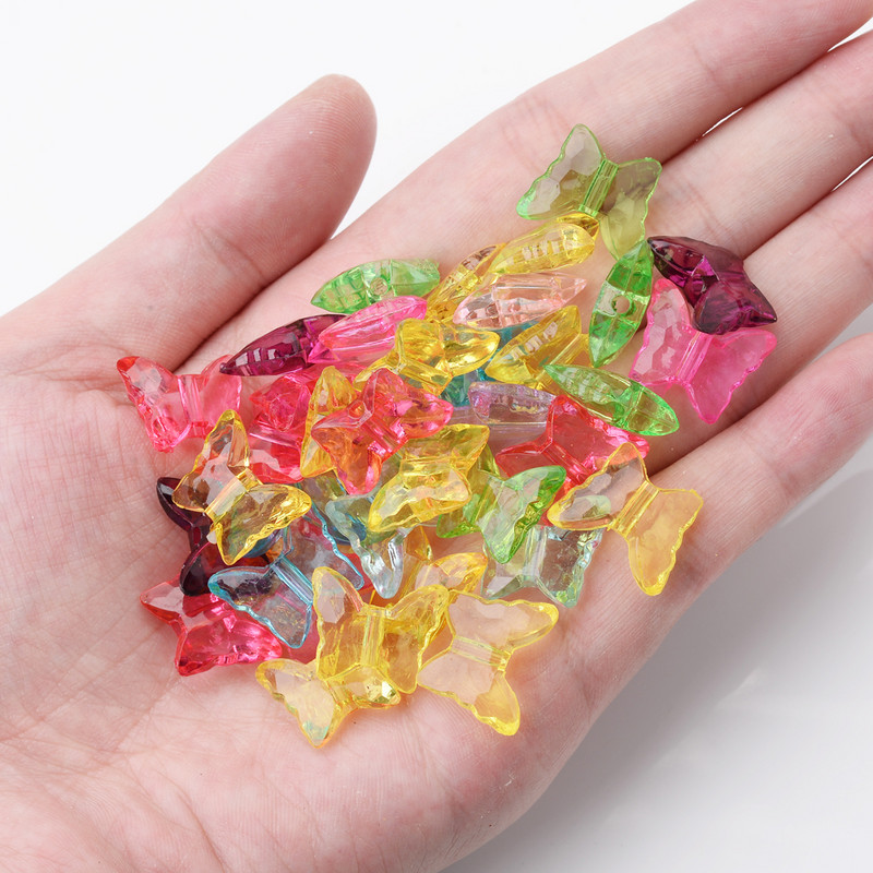 50 τμχ/παρτίδα 13x15mm Μικτές πολύχρωμες χάντρες πεταλούδας Διαφανείς ακρυλικές χάντρες διαχωρισμού για κοσμήματα που κάνουν DIY χειροποίητα αξεσουάρ