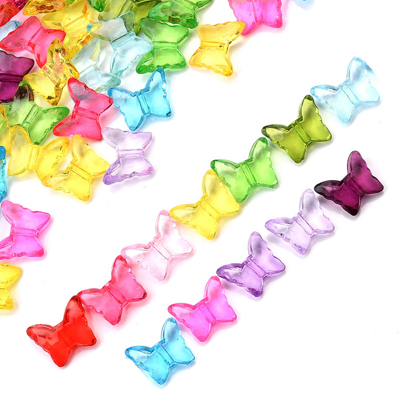 50 τμχ/παρτίδα 13x15mm Μικτές πολύχρωμες χάντρες πεταλούδας Διαφανείς ακρυλικές χάντρες διαχωρισμού για κοσμήματα που κάνουν DIY χειροποίητα αξεσουάρ