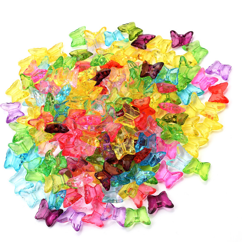 50 τμχ/παρτίδα 13x15mm Μικτές πολύχρωμες χάντρες πεταλούδας Διαφανείς ακρυλικές χάντρες διαχωρισμού για κοσμήματα που κάνουν DIY χειροποίητα αξεσουάρ