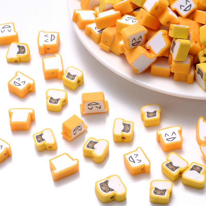 30/50/100 vnt Geltonos šypsenėlės molio karoliukai Mieli gyvuliniai polimeriniai tarpikliai karoliukai papuošalams gaminti pasidaryk pats apyrankės karolių priedai