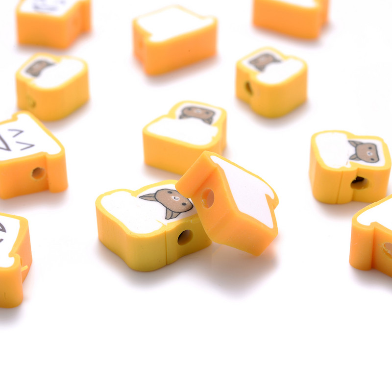 30/50/100 vnt Geltonos šypsenėlės molio karoliukai Mieli gyvuliniai polimeriniai tarpikliai karoliukai papuošalams gaminti pasidaryk pats apyrankės karolių priedai