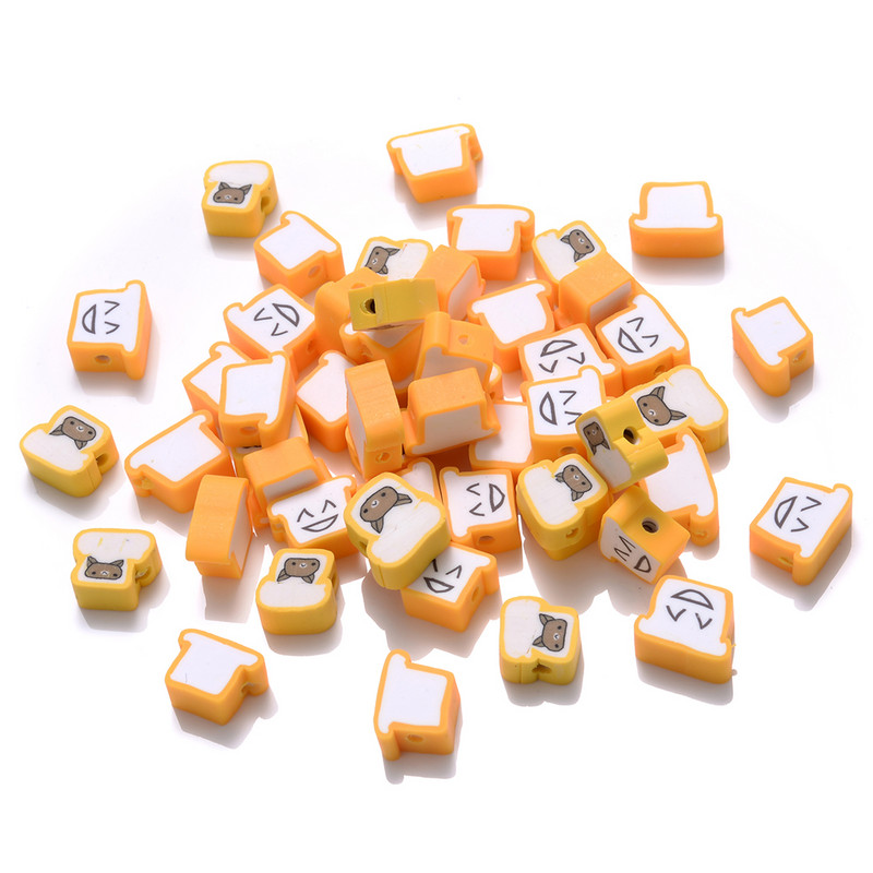 30/50/100 vnt Geltonos šypsenėlės molio karoliukai Mieli gyvuliniai polimeriniai tarpikliai karoliukai papuošalams gaminti pasidaryk pats apyrankės karolių priedai