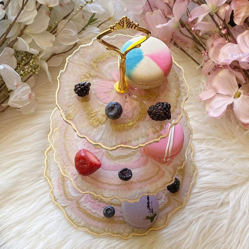 3 rétegű gyümölcstálcák gyanta edények Cupcake állvány formák szilikon epoxi öntés kristályforma 3 rétegű tálca otthoni parti dekoráció