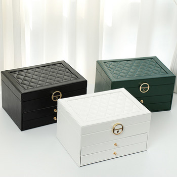 3 στρώσεων PU Jewelry Organizer Box Κολιέ Σκουλαρίκια Δαχτυλίδια Βιτρίνα Θήκη θήκης μεγάλης χωρητικότητας Δώρο για γυναίκες