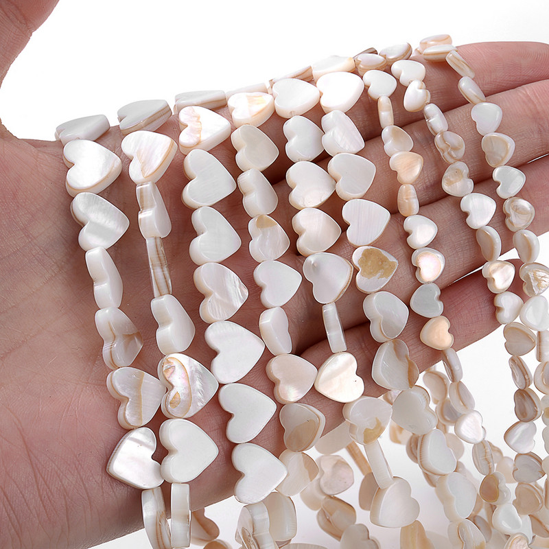 6/8/10/12 mm Natūralios baltos spalvos meilės širdies kriauklės perlamutrinės perlamutrinės tarpinės karoliukai papuošalams gaminti „pasidaryk pats“ apyrankės karoliai, rankų darbo