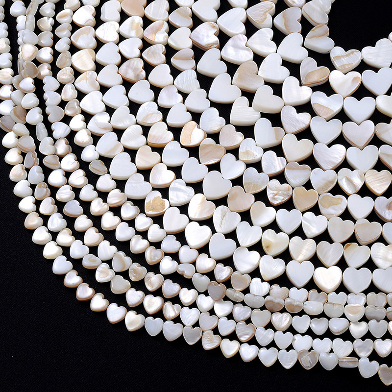 6/8/10/12 mm Natūralios baltos spalvos meilės širdies kriauklės perlamutrinės perlamutrinės tarpinės karoliukai papuošalams gaminti „pasidaryk pats“ apyrankės karoliai, rankų darbo
