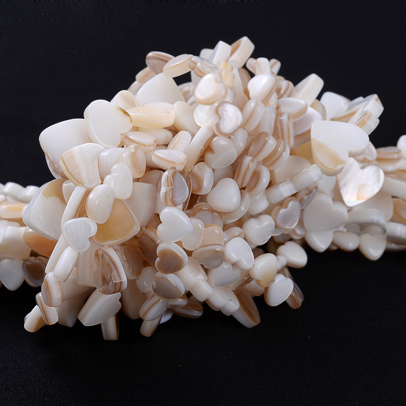 6/8/10/12 mm Natūralios baltos spalvos meilės širdies kriauklės perlamutrinės perlamutrinės tarpinės karoliukai papuošalams gaminti „pasidaryk pats“ apyrankės karoliai, rankų darbo