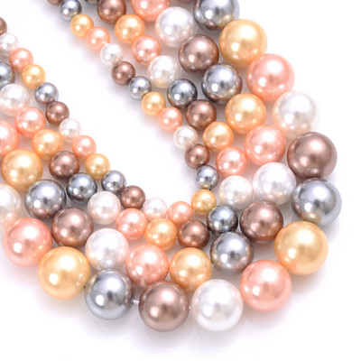 Natūralūs jūros kriauklių perlų karoliukai Tikri kriauklės papuošalams gaminti karoliai pasidaryk pats apyrankės papuošalai didmeninė prekyba 15'' 6/8/10/12 mm