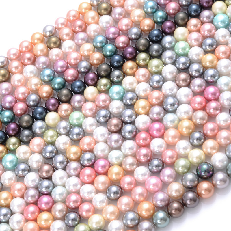 Natūralūs jūros kriauklių perlų karoliukai Tikri kriauklės papuošalams gaminti karoliai pasidaryk pats apyrankės papuošalai didmeninė prekyba 15'' 6/8/10/12 mm