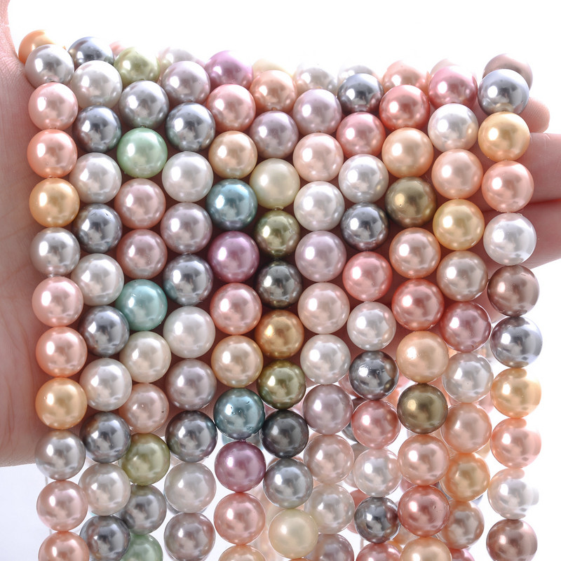 Natūralūs jūros kriauklių perlų karoliukai Tikri kriauklės papuošalams gaminti karoliai pasidaryk pats apyrankės papuošalai didmeninė prekyba 15'' 6/8/10/12 mm