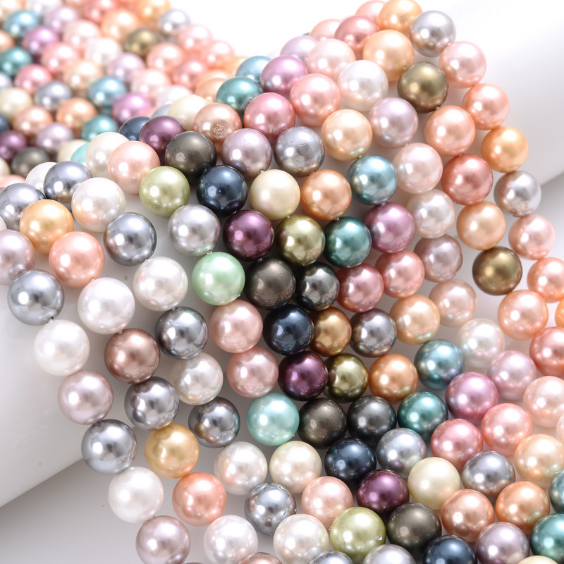 Natūralūs jūros kriauklių perlų karoliukai Tikri kriauklės papuošalams gaminti karoliai pasidaryk pats apyrankės papuošalai didmeninė prekyba 15'' 6/8/10/12 mm