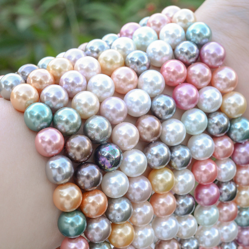 Natūralūs jūros kriauklių perlų karoliukai Tikri kriauklės papuošalams gaminti karoliai pasidaryk pats apyrankės papuošalai didmeninė prekyba 15'' 6/8/10/12 mm