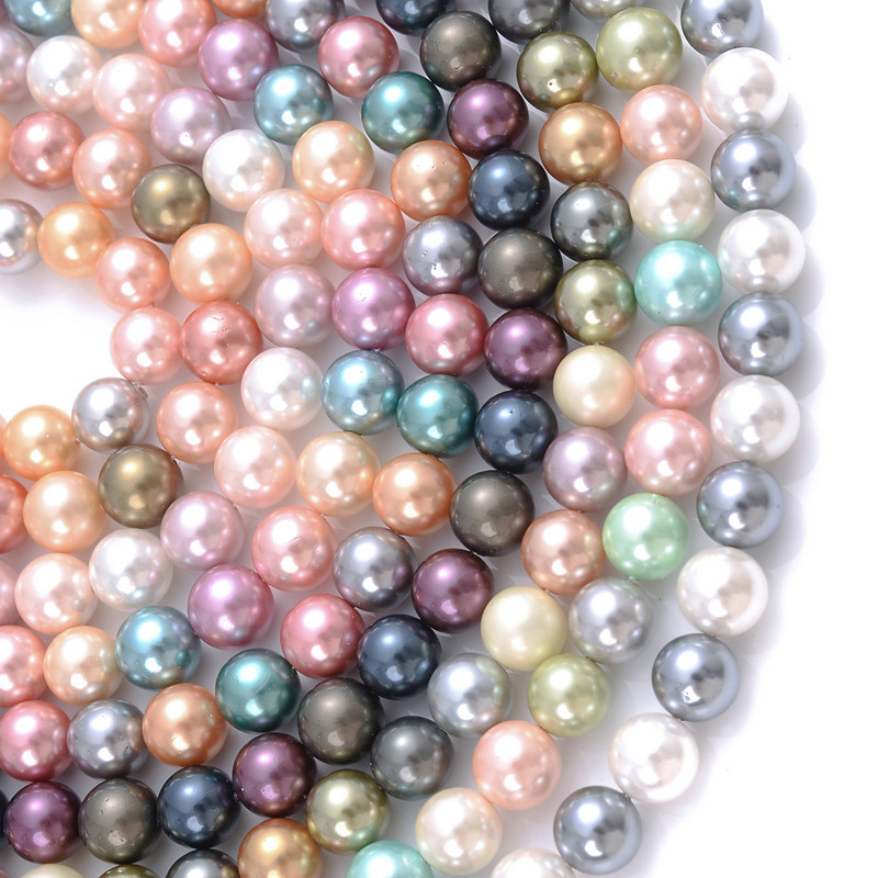 Natūralūs jūros kriauklių perlų karoliukai Tikri kriauklės papuošalams gaminti karoliai pasidaryk pats apyrankės papuošalai didmeninė prekyba 15'' 6/8/10/12 mm