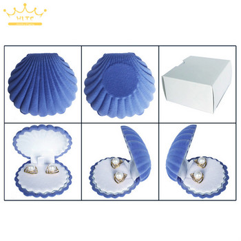 10 τμχ/παρτίδα Shell Shape Lovely Velvet Δαχτυλίδι αρραβώνων Κουτί για σκουλαρίκια Κολιέ Βραχιόλι Κοσμήματα Επίδειξη Θήκη δώρου