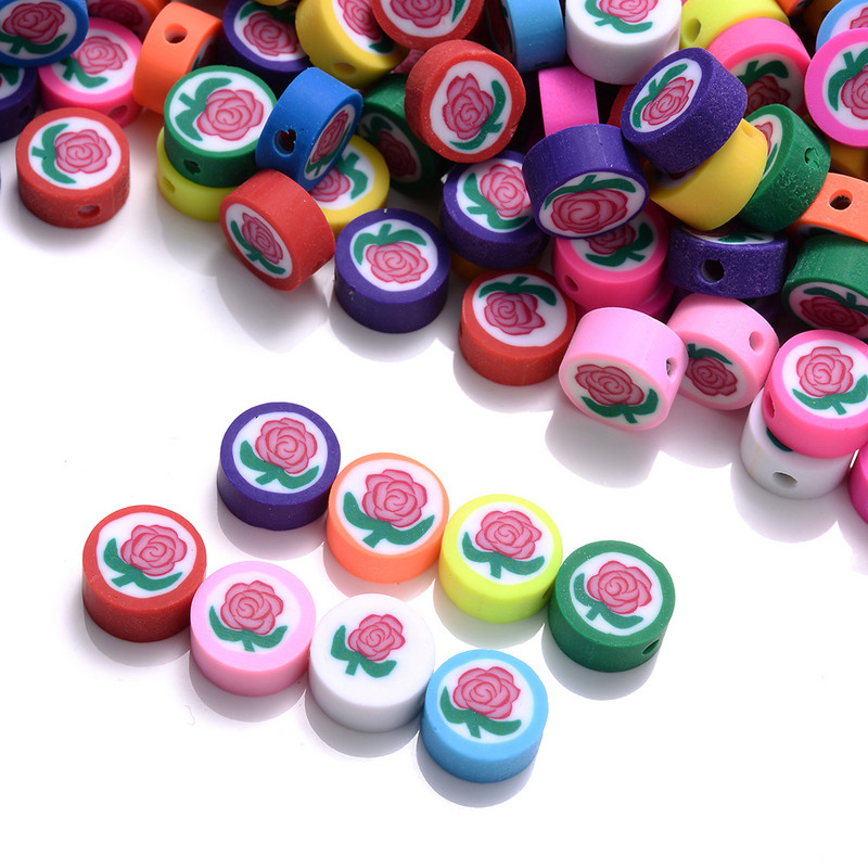 30/50/100 buc. Mărgele colorate din argilă polimerică cu flori de soare, mărgele distanțiere de trandafiri frumoși pentru realizarea de bijuterii, materiale de bricolaj, descoperiri