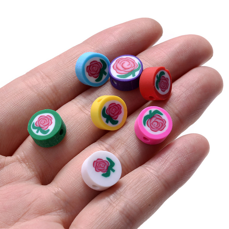 30/50/100 buc. Mărgele colorate din argilă polimerică cu flori de soare, mărgele distanțiere de trandafiri frumoși pentru realizarea de bijuterii, materiale de bricolaj, descoperiri