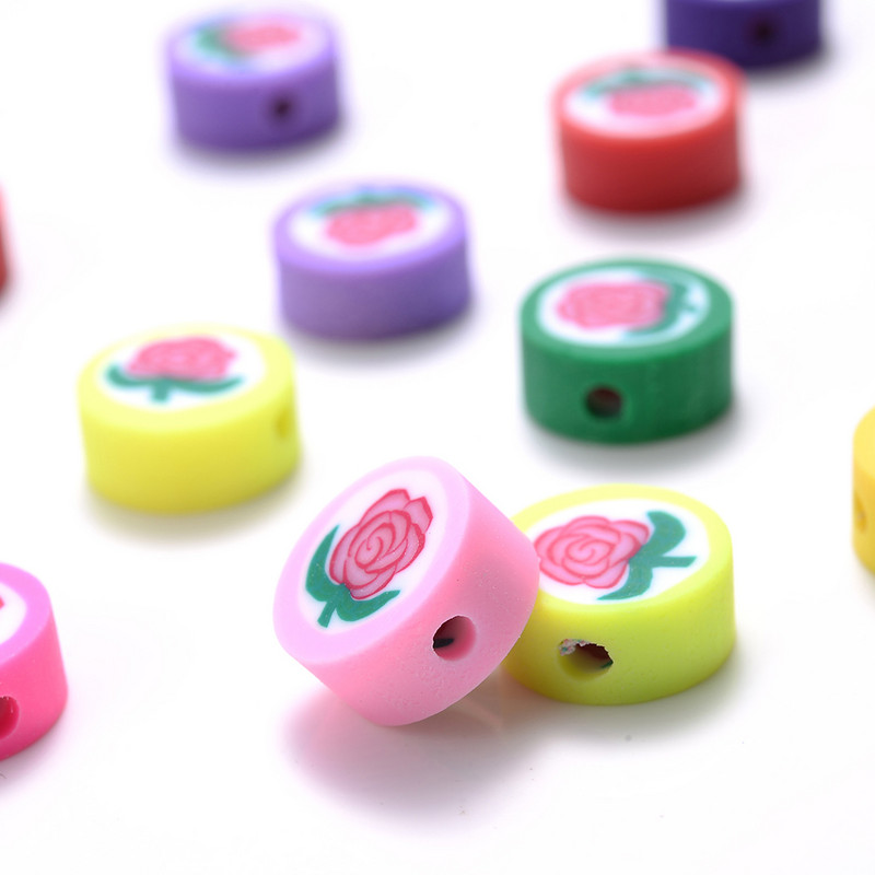 30/50/100 buc. Mărgele colorate din argilă polimerică cu flori de soare, mărgele distanțiere de trandafiri frumoși pentru realizarea de bijuterii, materiale de bricolaj, descoperiri