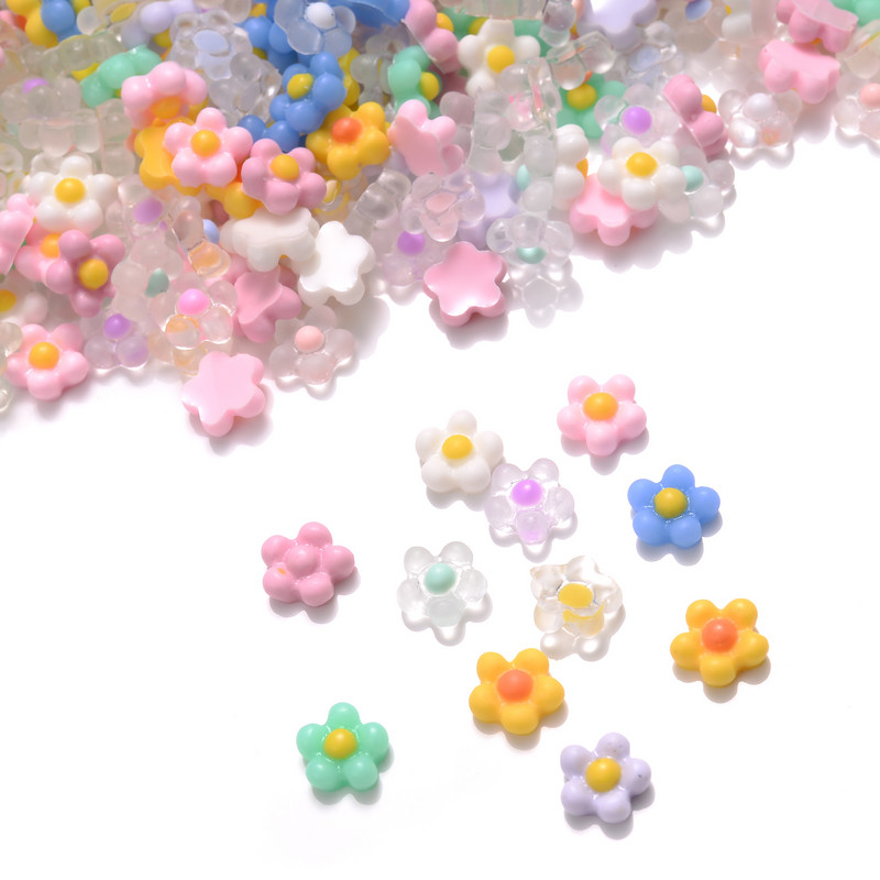 100 vnt 7 mm 3D paprastos gėlės nagų lipdukai Elegantiškas vestuvių dizaino lipnūs slankikliai vasaros tekstūruotos graviruotos dekoracijos