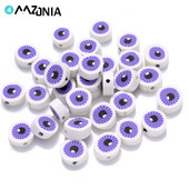 30/50/100 vnt. akių karoliukai 10 mm plokšti apvalūs polimerinio molio laisvi tarpiniai karoliukai papuošalams gaminti „pasidaryk pats“ apyrankės karoliai.