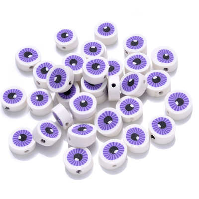 30/50/100 vnt. akių karoliukai 10 mm plokšti apvalūs polimerinio molio laisvi tarpiniai karoliukai papuošalams gaminti „pasidaryk pats“ apyrankės karoliai.