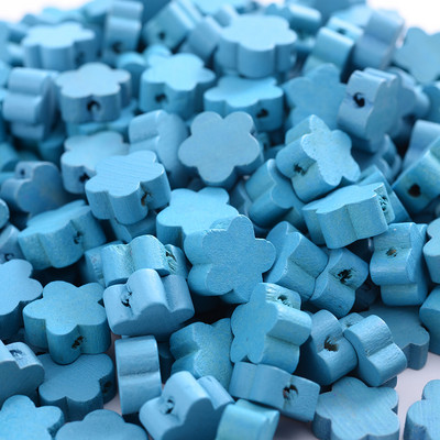 30/50/100 vnt mediniai spalvoti gėlių karoliukai 12mm natūralaus medžio palaidi karoliukai papuošalams gaminti pasidaryk pats apyrankės karolių priedai