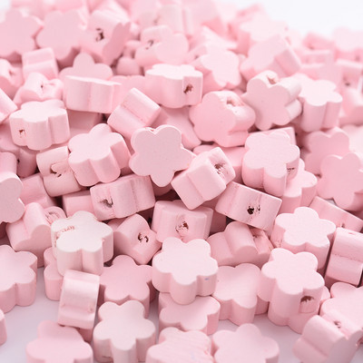 30/50/100 vnt mediniai spalvoti gėlių karoliukai 12mm natūralaus medžio palaidi karoliukai papuošalams gaminti pasidaryk pats apyrankės karolių priedai