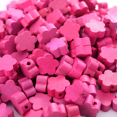 30/50/100 vnt mediniai spalvoti gėlių karoliukai 12mm natūralaus medžio palaidi karoliukai papuošalams gaminti pasidaryk pats apyrankės karolių priedai