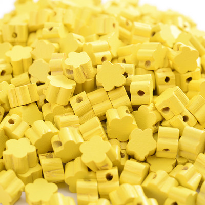 30/50/100 vnt mediniai spalvoti gėlių karoliukai 12mm natūralaus medžio palaidi karoliukai papuošalams gaminti pasidaryk pats apyrankės karolių priedai