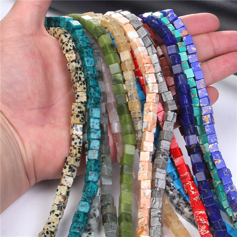 Lapis Lazuli 4/6/8mm kubo kvadratiniai karoliukai natūralaus akmens agatai laisvi tarpiniai karoliukai papuošalams gaminti pasidaryk pats karoliai auskarai apyrankė