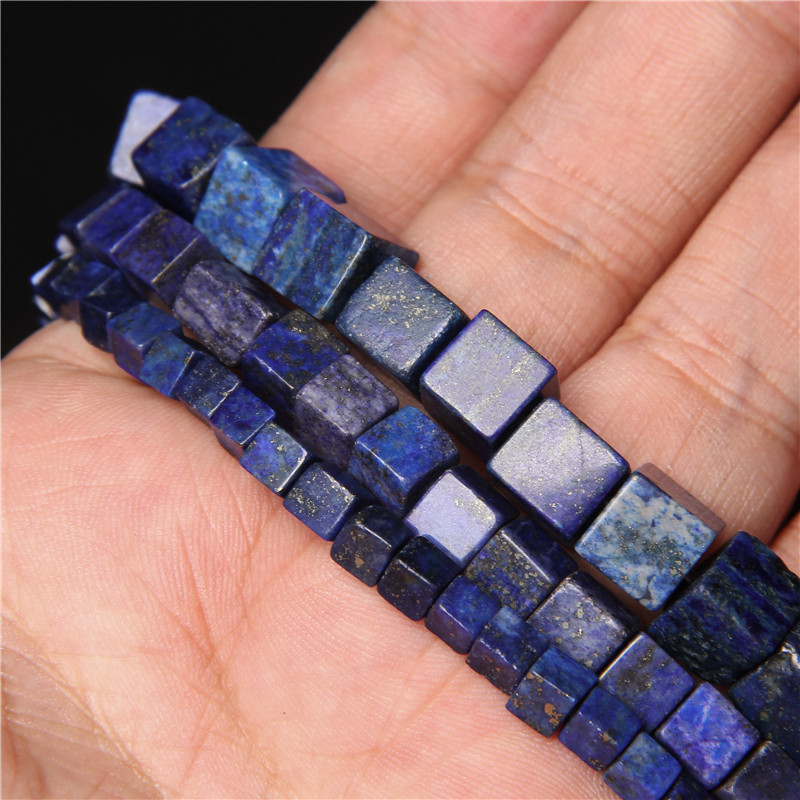 Lapis Lazuli 4/6/8mm kubo kvadratiniai karoliukai natūralaus akmens agatai laisvi tarpiniai karoliukai papuošalams gaminti pasidaryk pats karoliai auskarai apyrankė