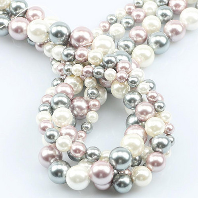 3 Χρώματα Shell Pearl Beads Λείες Λευκές Γκρι Μωβ Στρογγυλές Χαλαρές Χάντρες για Κατασκευή κοσμημάτων 6/8/10/12mm Diy Γυναικείο Βραχιόλι