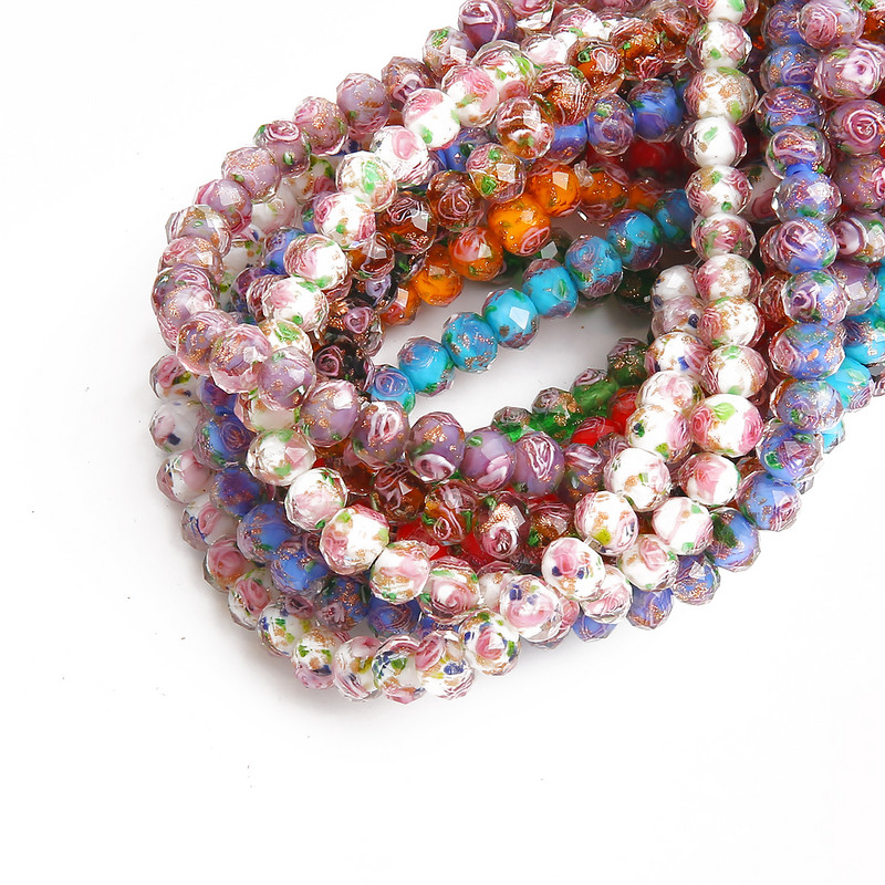 10 vnt., 8/10/12 mm, skaidraus stiklo lempos gėlė, rondelė briaunoti karoliukai, skirti papuošalams gaminti, moteriški „pasidaryk pats“ apyrankės, karoliai, auskarai