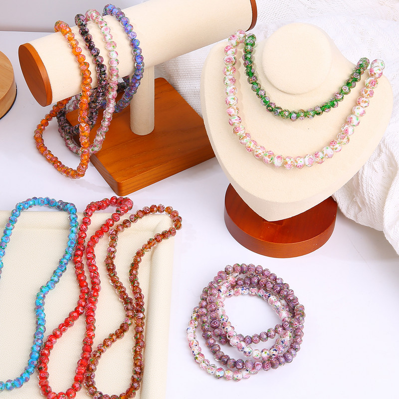 10 vnt., 8/10/12 mm, skaidraus stiklo lempos gėlė, rondelė briaunoti karoliukai, skirti papuošalams gaminti, moteriški „pasidaryk pats“ apyrankės, karoliai, auskarai