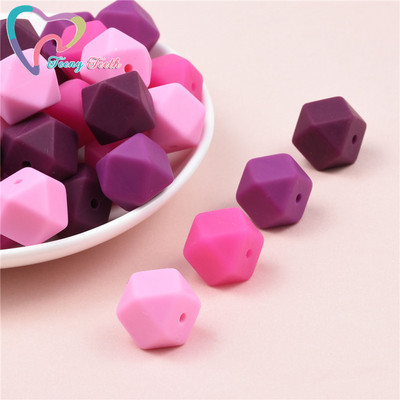 10 vnt. silikoniniai karoliukai, šešiakampiai, 14 mm / 17 mm, silikoniniai kramtomieji karoliukai, dantų karoliai „pasidaryk pats“ papuošalų dalys, maistiniai silikoniniai karoliukai