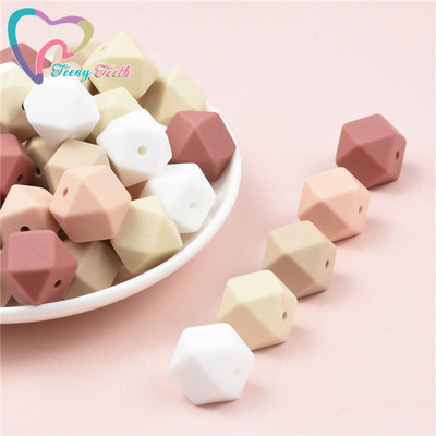 10 vnt. silikoniniai karoliukai, šešiakampiai, 14 mm / 17 mm, silikoniniai kramtomieji karoliukai, dantų karoliai „pasidaryk pats“ papuošalų dalys, maistiniai silikoniniai karoliukai