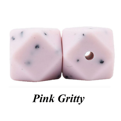 10 vnt. silikoniniai karoliukai, šešiakampiai, 14 mm / 17 mm, silikoniniai kramtomieji karoliukai, dantų karoliai „pasidaryk pats“ papuošalų dalys, maistiniai silikoniniai karoliukai