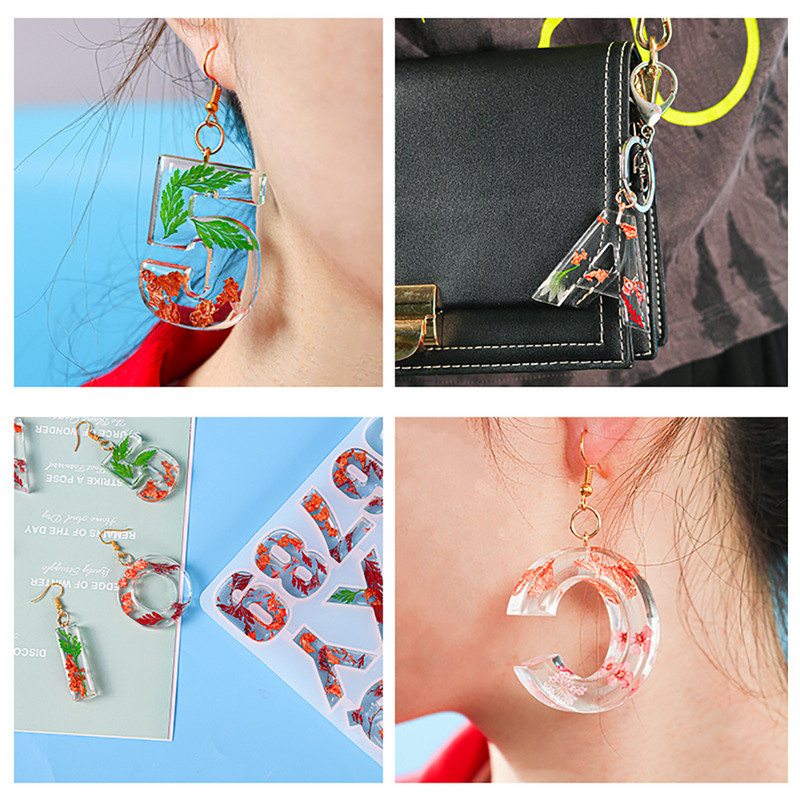 1 vnt. abėcėlės numeris, silikono formelės raidžių dervos epoksidinės dervos liejimo formos, skirtos auskarų pakabučiams, kūrybingi raktų pakabukai, papuošalai